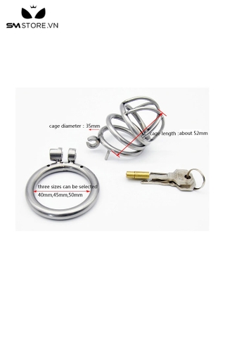 SMT292 - Khóa dương vật inox không gỉ có lồng có 3 kích cỡ