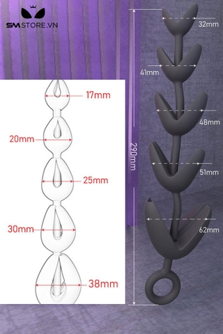 SMT2959 - Đồ chơi hậu môn silicon với chuỗi hạt mở dài 29cm