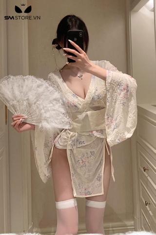 SMS702 - Combo kimono với áo choàng và đồ lót 2 mảnh buộc dây