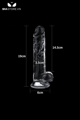 SMT1909 - Dương vật giả Lovetoy silicon trong suốt có bìu dài 18cm
