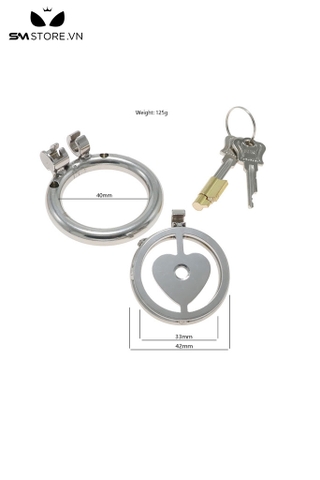 SMT288 - Đai trinh tiết inox không gỉ dạng phẳng hình trái tim có 3 size