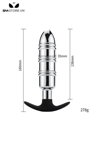 SMT1059 - Butt plug inox không gỉ cắm hậu môn dài 16cm hình viên đạn