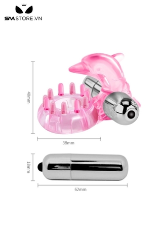 SMT1922 - Vòng đeo dương vật silicon hình cá voi đường kính 38mm