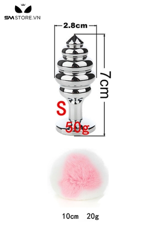 SMT054 - butt plug đuôi thỏ phích cắm hình xoắn ốc dài 7,8,9cm