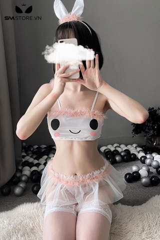 SMS662 - Combo đồ ngủ bikini 2 mảnh cosplay mèo kèm phụ kiện