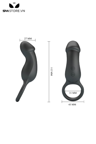 SMT2774 - Vòng rung tình yêu có đầu dương vật dài 112mm sạc điện