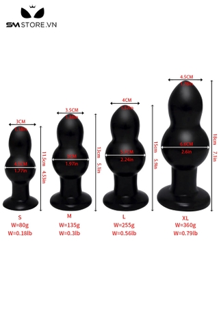 SMT2866 - Anal huge đồ chơi hậu môn silicon 2 tầng có 4 size