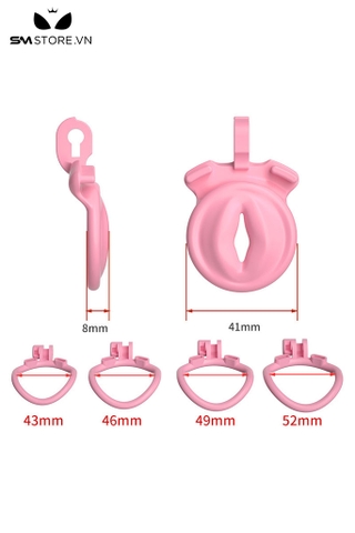 SMT2510 - Khóa dương vật bằng nhựa mặt dẹt với 4 vòng đeo