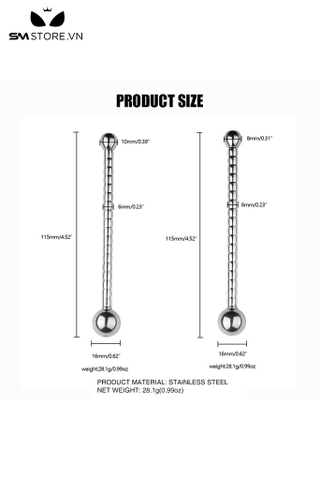 SMT2206 - Ống niệu đạo inox cao cấp đầu tròn dài 115mm