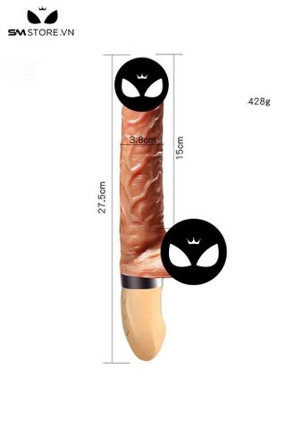 SMT489 - Dương vật giả đa năng rung thụt tỏa nhiệt dài 27.5cm