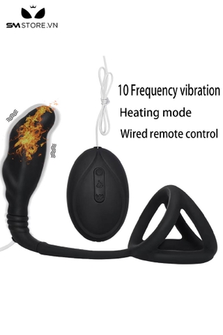 SMT2915 - Vòng đeo dương vật mix kèm máy rung hậu môn dài 128mm