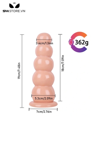 SMT1776 - Anal bead silicon mềm dẻo đế dính tường dài 19cm