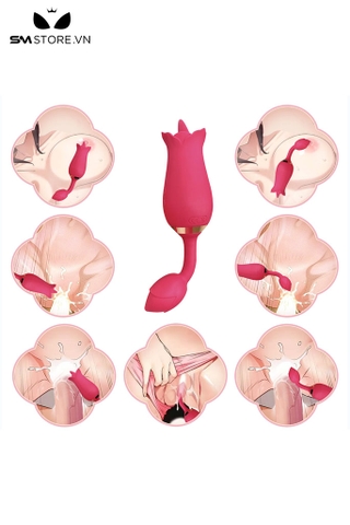 SMT2018 - Máy rung 2 đầu hình bông hoa có 9 chế độ liếm sạc điện