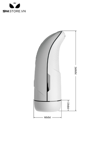 SMT299 - Cốc thủ dâm silicon với 12 chế độ dài 260mm màu trắng