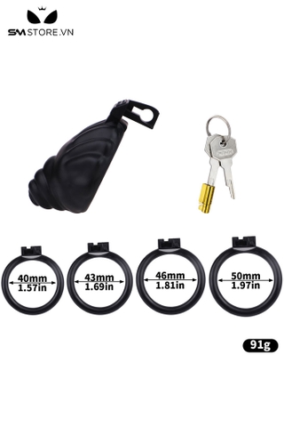 SMT2642 - Khóa dương vật dạng lồng ngụy trang vỏ sò mix kèm 4 vòng