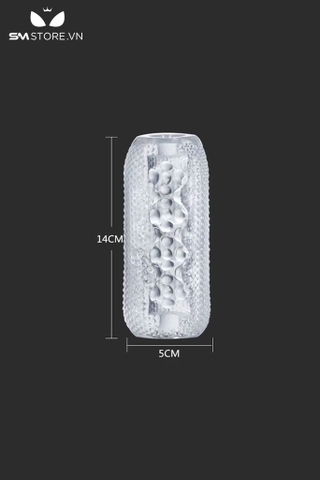 SMT2531 - Cốc thủ dâm trong suốt có bi nổi dài 14cm chất liệu silicon