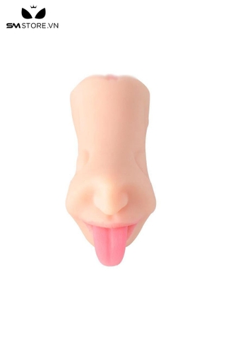 SMT2161 - Âm đạo giả cầm tay 2 đầu miệng thè lưỡi silicon mềm