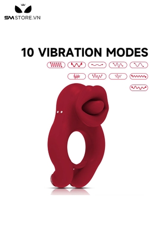 SMT1245 - Vòng đeo dương vật có 10 tần số rung mix lưỡi dùng sạc