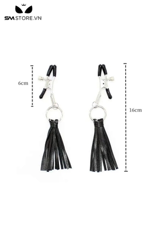 SMT036 - kẹp núm vú gắn chuông tua rua màu đen - đồ chơi SM