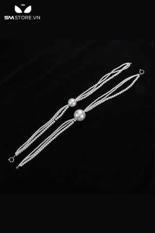 SMT1397 - Ball gag với dây ngọc trai trắng có đường kính 3 và 4cm
