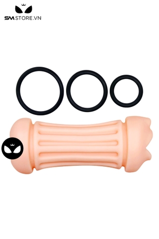 SMT2561 - Miệng giả mix kèm âm đạo giả silicon có 3 vòng đeo