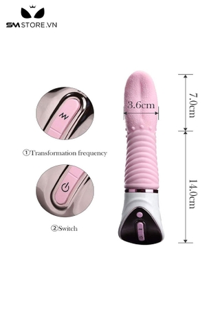 SMT644 - Lưỡi rung tỏa nhiệt silicon nhiều gai màu hồng dài 21cm