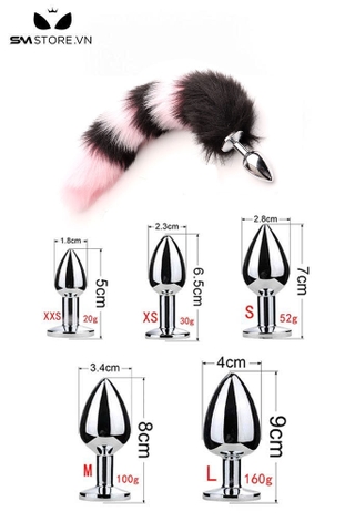 SMT282 - Set 2 món đuôi cáo cosplay mix bờm phối hai màu đen hồng