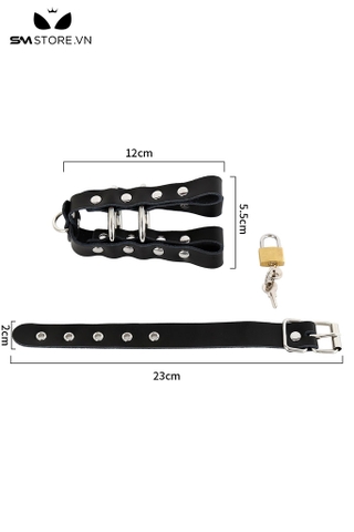 SMT2457 - Khóa dương vật giả da PU đính đinh tán dài 12cm