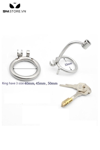 SMT2689 - Khóa dương vật inox dạng lồng có 2 thanh dài 47mm