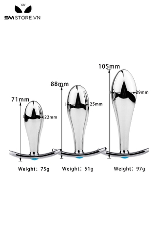 SMT2469 - Phích cắm hậu môn inox có chuôi thuyền đính hạt ngọc