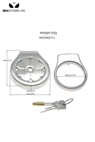SMT2638 - Khóa dương vật inox mặt dẹt hình cỏ ba có 4 nhánh