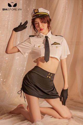 SMS547 - Set đồ ngủ cosplay cảnh sát với áo croptop và chân váy ngắn