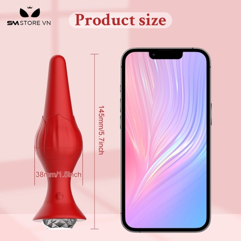 SMT1377 - Phích cắm hậu môn bằng silicon đính kim cương