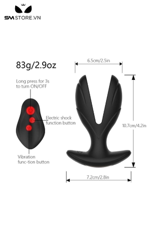 SMT2231 - Máy rung hậu môn silicon 2 nhánh có sốc điện dài 10.7cm