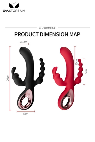 SMT1729 - Máy rung 2 đầu tai thỏ và anal bead dài 20cm dùng sạc