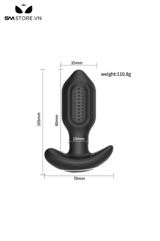 SMT1269 - Butt plug hậu môn có gai điều khiển từ xa dài 105mm