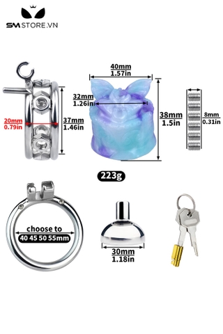 SMT2635 - Khóa dương vật mặt dẹt inox hình con bướm silicon