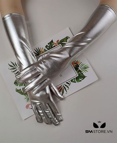 SMP043 - găng tay da cosplay thiết kế trơn dáng dài