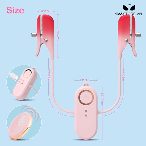 SMT1998 - Kẹp núm vú rung có dây và điều khiển mini dùng sạc điện