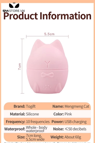 SMT1745 - Trứng rung mini silicon ngụy trang con mèo dài 7cm