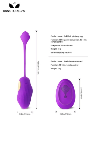SMT2256 - Trứng rung silicon mini điều khiển từ xa dài 19cm có 12 chế độ