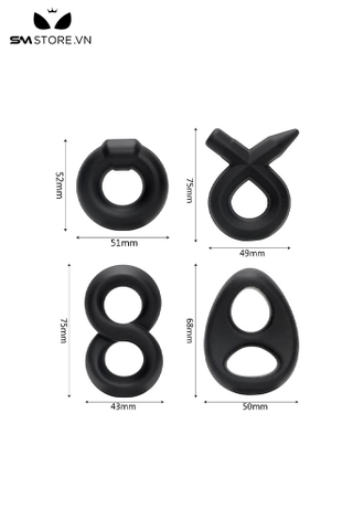 SMT566 - Vòng đeo dương vật silicon bản dày màu đen nhiều kiểu dáng