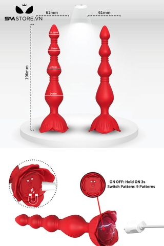 SMT2014 - Máy rung hậu môn chuỗi hạt có đáy bông hoa dài 19.6cm