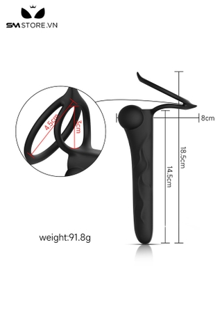 SMT2343 - Vòng đeo dương vật mix phích cắm hậu môn dài 18.5cm