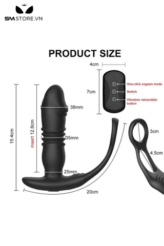 SMT984 - Máy rung hậu môn mix vòng đeo dương vật có 7 tần số thụt