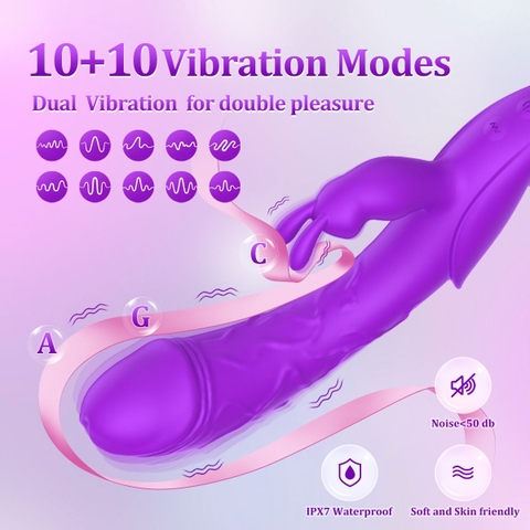 SMT2729 - Máy rung tai thỏ cầm tay có 10 chế độ dài 221mm sạc điện