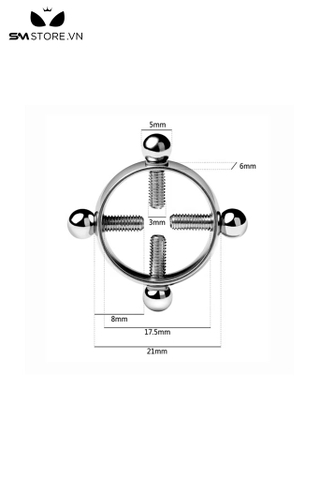 SMT2618 - Một cặp kẹp núm vú inox tròn 4 đinh tháo rời dài 21mm