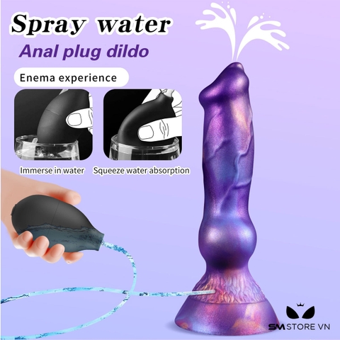 SMT2382 - Dương vật giả silicon mềm bắn tinh màu tím có 2 kích cỡ