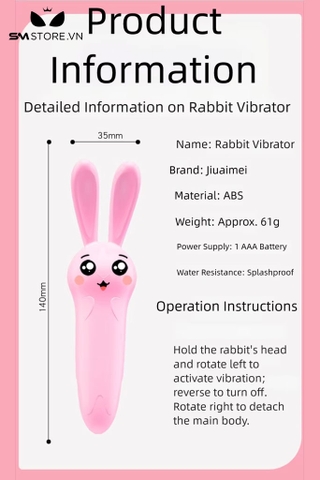 SMT2967 - Chày rung ngụy trang tai con thỏ bằng nhựa dài 14cm