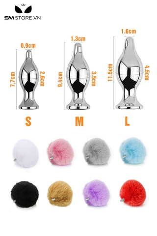 SMT053 - butt plug cosplay đuôi thỏ phích cắm đầu nhú có 3 kích cỡ